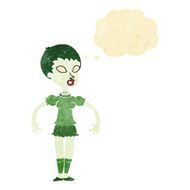cartoon zombie monster woman with thought bubble N2