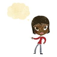 cartoon pointing woman with thought bubble N5