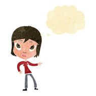 cartoon pointing woman with thought bubble N6