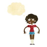 cartoon surprised woman with thought bubble N33