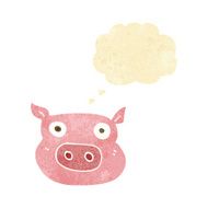 cartoon pig face with thought bubble N2