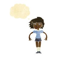 cartoon happy woman with thought bubble N37
