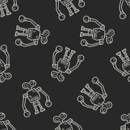 robot doodle seamless pattern background N130