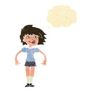 cartoon happy woman with thought bubble N38