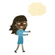 cartoon happy girl with thought bubble N15