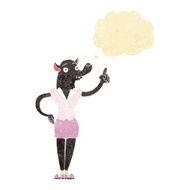 cartoon werewolf woman with idea thought bubble