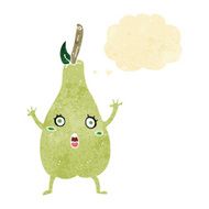 cartoon frightened pear with thought bubble N2