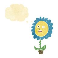 cartoon flower with face thought bubble N2
