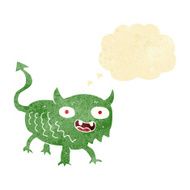 cartoon little demon with thought bubble N4