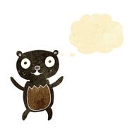 cartoon black bear cub with thought bubble N8