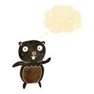 cartoon black bear cub with thought bubble N9
