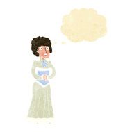 cartoon shocked victorian woman with thought bubble N2