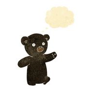 cartoon black bear cub with thought bubble N10