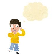 cartoon frightened boy with thought bubble N2