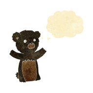 cartoon black bear cub with thought bubble N11