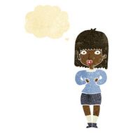 cartoon shocked woman with thought bubble N14