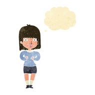 cartoon shocked woman with thought bubble N15