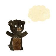 cartoon black bear cub with thought bubble N13