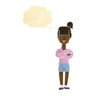 Cartoon Annoyed Woman With Thought Bubble N24