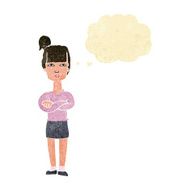 Cartoon Annoyed Woman With Thought Bubble N25