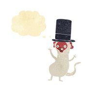 cartoon monkey in top hat with thought bubble N2