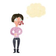 cartoon woman with snake tongue thought bubble N3