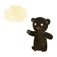 cartoon black bear cub with thought bubble N14