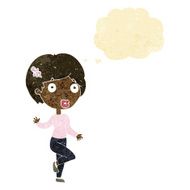 cartoon surprised woman with thought bubble N35