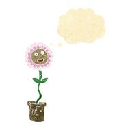 cartoon flower with face thought bubble N4