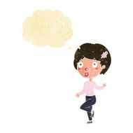 cartoon surprised woman with thought bubble N36