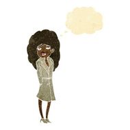 cartoon female spy with thought bubble N5