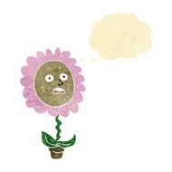 cartoon flower with face thought bubble N5
