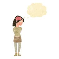 cartoon brainy woman with thought bubble N2