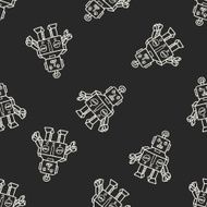 robot doodle seamless pattern background N157