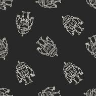 robot doodle seamless pattern background N158