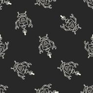 robot doodle seamless pattern background N159