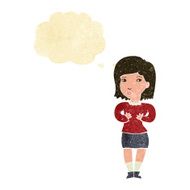 cartoon woman making excuses with thought bubble N2