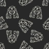 robot doodle seamless pattern background N162