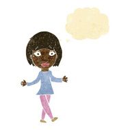 cartoon surprised woman with thought bubble N37