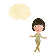 cartoon surprised woman with thought bubble N38