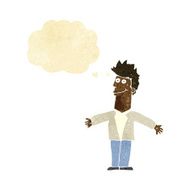 cartoon happy man with thought bubble N69