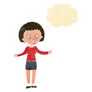 cartoon woman making excuses with thought bubble N4