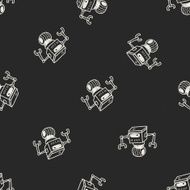 robot doodle seamless pattern background N167