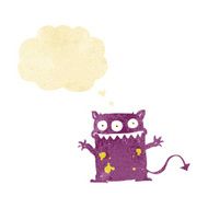 cartoon little monster with thought bubble N5