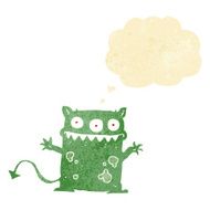 cartoon little monster with thought bubble N6
