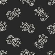 robot doodle seamless pattern background N169