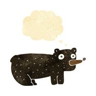 funny cartoon black bear with thought bubble N3