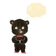 cartoon teddy black bear with thought bubble N2