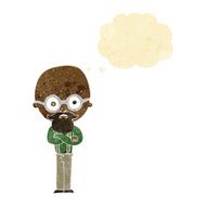 cartoon annoyed old man with thought bubble N7