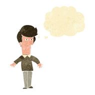 cartoon suspicious man with thought bubble N4